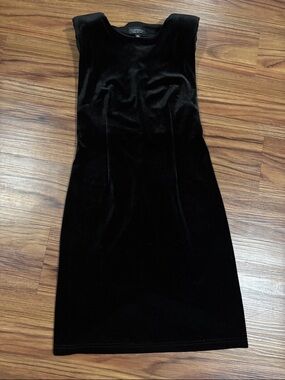 Topshop Black Velvet Mini Dress with Padded Shoulders